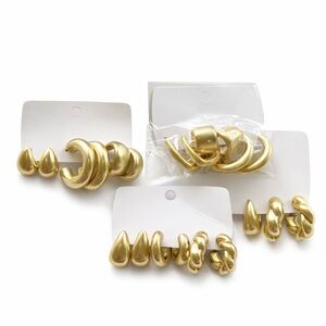 Matte Gold Hoop Earring Set